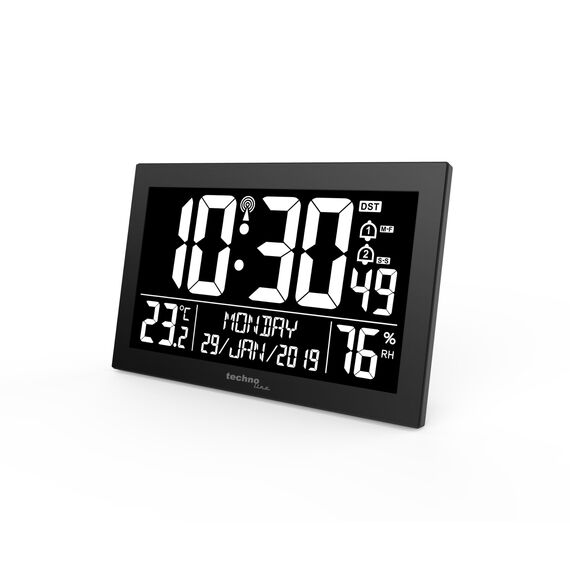 Technoline WS 8017 Funkwanduhr/Tischuhr mit Temperatur, Luftfeutchtigkeit, Datum, Tag, 2 Alarmzeiten