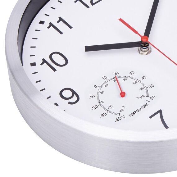 NESIFEE Funkwanduhr Geräuschlos Funkuhr Wand Wanduhr Funk Ohne Tickgeräusche mit Temperaturanzeige und Feuchtigkeitsmesser Lautlos Leis Kein Ticken Weiß gut Lesbar für Wohnzimmer Büro Küche Uhr