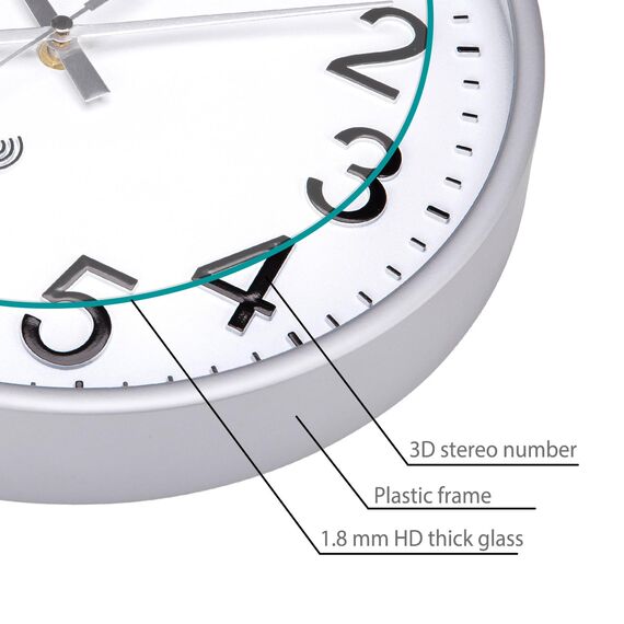 NESIFEE Funkwanduhr Funkuhr Wanduhr Ohne TickgeräUsche 30 cm, Wanduhr Funk Quarz Batterie Betriebene Moderne, Dekoration für Jede Wand, Silber