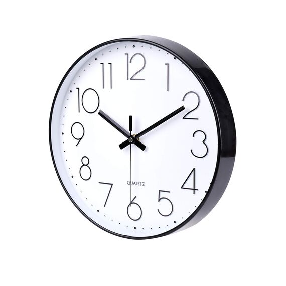 jomparis Wanduhr groß 33cm Rund Wanduhr ohne tickgeräusche Dekor für Wohnzimmer,Küche,Zimmer,Büro (Schwarz)