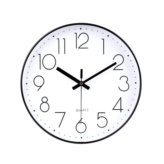 jomparis Wanduhr ohne tickgeräusche Analoge 30cm Rund Wanduhr Dekor für Wohnzimmer,Zimmer,Küche,Büro (Schwarz)