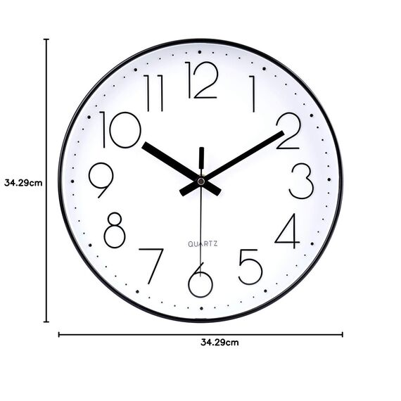 jomparis Wanduhr groß 33cm Rund Wanduhr ohne tickgeräusche Dekor für Wohnzimmer,Küche,Zimmer,Büro (Schwarz)