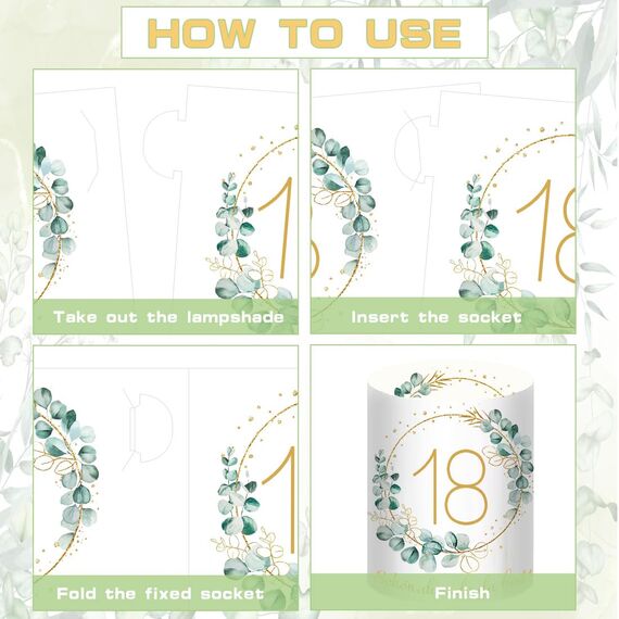 12 Windlicht Tischdeko 18 Geburtstag, Deko 18. Geburtstag Mädchen Junge, Happy 18th Birthday Windlicht Tischdeko, Geeignet für Teelichter oder Kerzen mit Schön DASS Du Da Bist und Eukalyptus