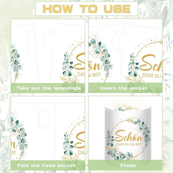 12 Stück Windlicht Tischdeko Schön DASS du da bist, Teelichter Eukalyptus Grün Deko, Windlichter Taufe Kommunion Tischdeko, Lichthülle Taufe Konfirmation Junge Mädchen Erstkommunion Baby Shower Deko