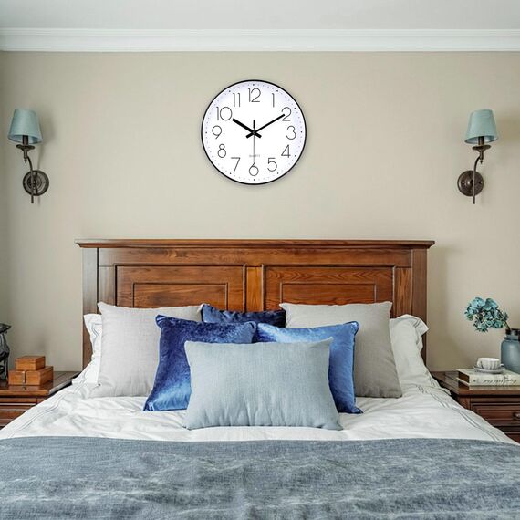 jomparis Wanduhr ohne tickgeräusche Analoge 30cm Rund Wanduhr Dekor für Wohnzimmer,Zimmer,Küche,Büro (Schwarz)