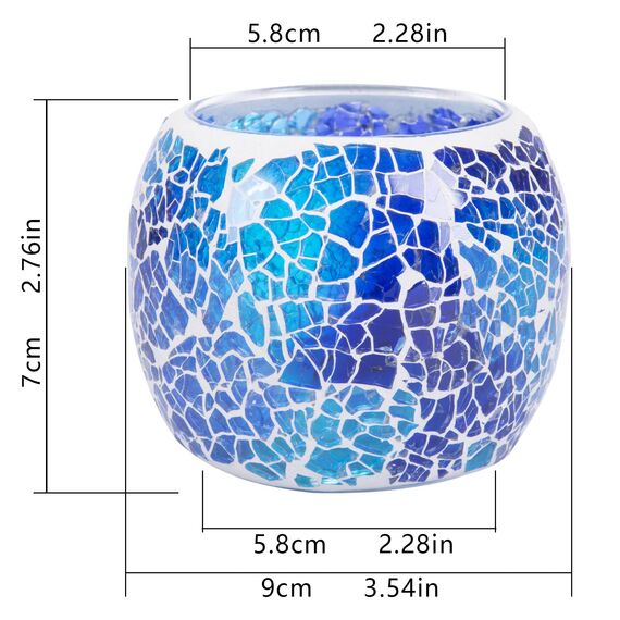 Larcenciel Teelichthalter Teelichtaufsatz aus Glas Glasaufsatz für Kerzenleuchter - Kerzenständer - Adventskranz (Blau)