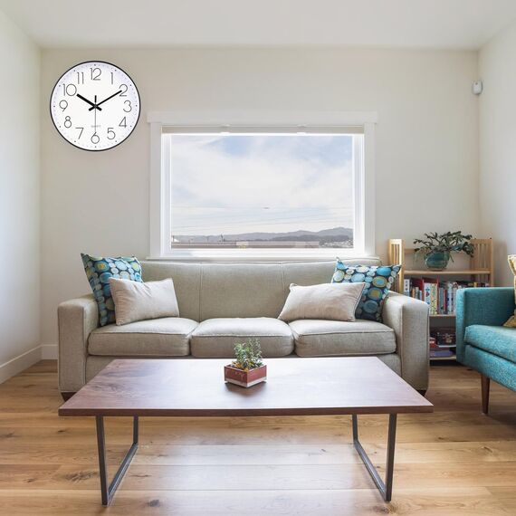 jomparis Wanduhr groß 33cm Rund Wanduhr ohne tickgeräusche Dekor für Wohnzimmer,Küche,Zimmer,Büro (Schwarz)