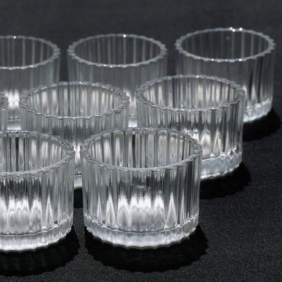 Vohocandle klarer Teelichthalter Glas Set von 24, Teelichtgläser Vintage für Tischdekoration, Teelichtglas Klein für Hochzeit, Geburtstag, Party, Home Dekoration (5 cm x 3,5 cm)