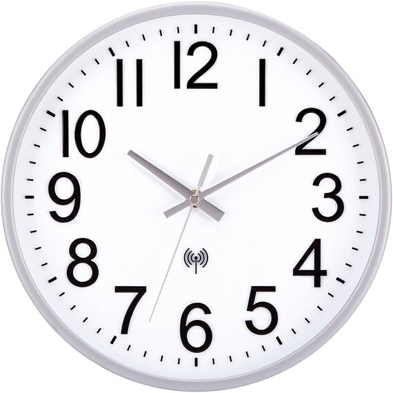 NESIFEE Funkwanduhr Funkuhr Wanduhr Ohne TickgeräUsche 30 cm, Wanduhr Funk Quarz Batterie Betriebene Moderne, Dekoration für Jede Wand, Silber