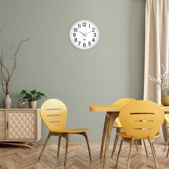 NESIFEE Funkwanduhr Funkuhr Wanduhr Ohne TickgeräUsche 30 cm, Wanduhr Funk Quarz Batterie Betriebene Moderne, Dekoration für Jede Wand, Silber