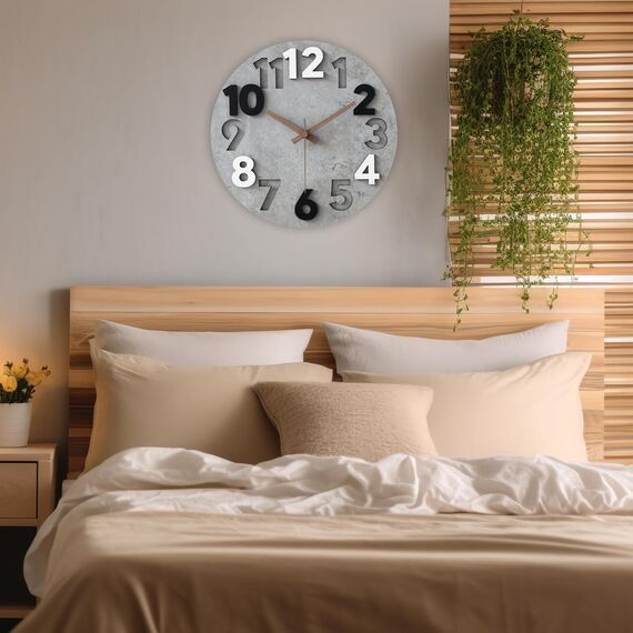 Stellarize Wanduhr Ohne Tickgeräusche Modern Holz 3D Küchenuhr für Wohnzimmer Kinderzimmer Büro (30 cm)