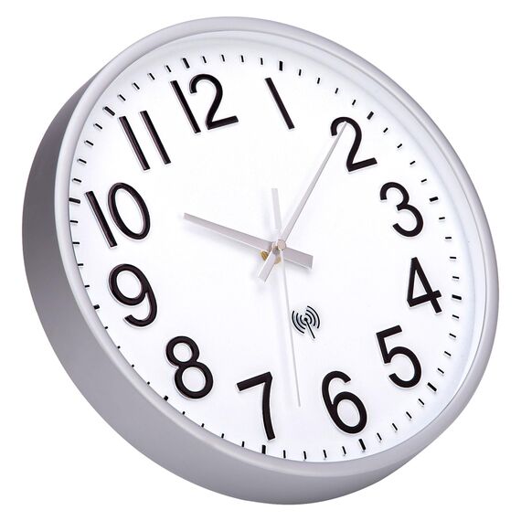 NESIFEE Funkwanduhr Funkuhr Wanduhr Ohne TickgeräUsche 30 cm, Wanduhr Funk Quarz Batterie Betriebene Moderne, Dekoration für Jede Wand, Silber