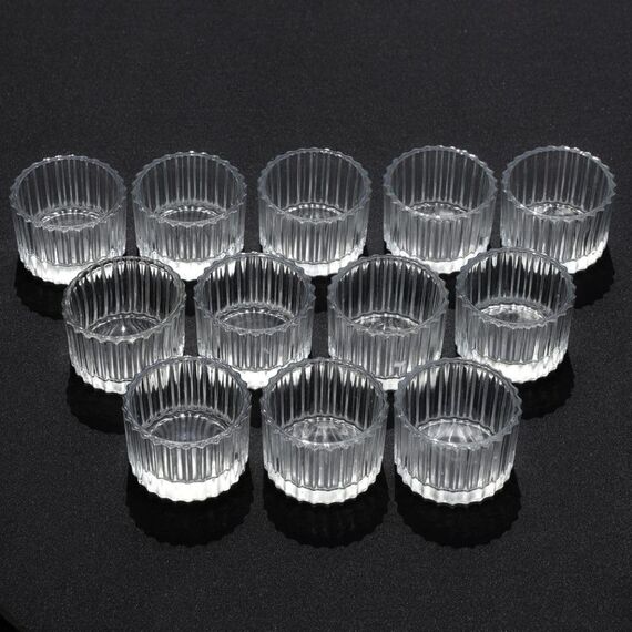 Vohocandle klarer Teelichthalter Glas Set von 24, Teelichtgläser Vintage für Tischdekoration, Teelichtglas Klein für Hochzeit, Geburtstag, Party, Home Dekoration (5 cm x 3,5 cm)