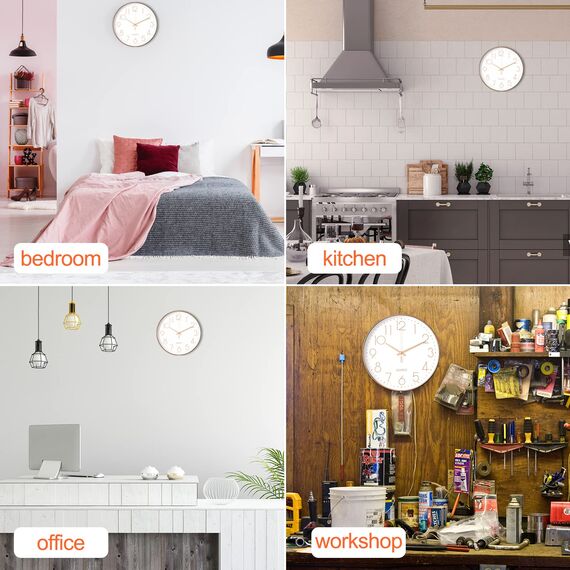 Mesybveo Wanduhr, 30 cm, leises Quarzwerk, modernes minimalistisches Design (Roségold)