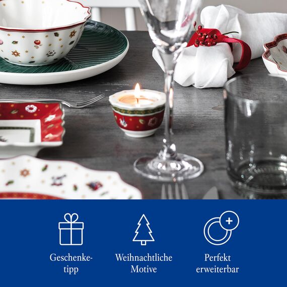 Villeroy & Boch - Toy's Delight Teelichthalter rot, Kerzenhalter Weihnachten, Weihnachtsteelichthalter, Weihnachtsdeko Toys, Wichtelgeschenk Weihnachtlich, Premium Porzellan