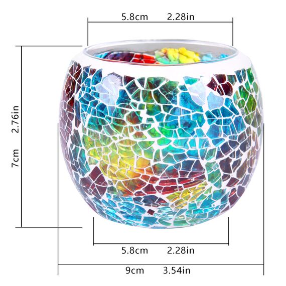 Larcenciel Teelichthalter Teelichtaufsatz aus Glas Glasaufsatz für Kerzenleuchter - Kerzenständer - Adventskranz (Bunt)
