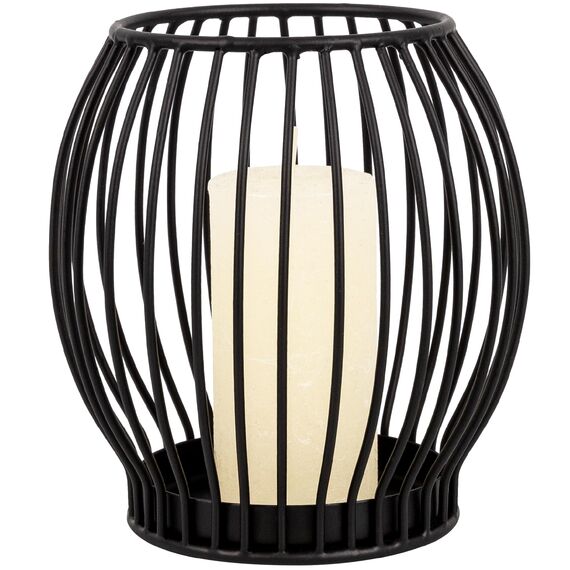 Gadgy Kerzenständer schwarz - Windlicht groß für Kerzen - Kerzenhalter schwarz - Laterne Wohnzimmer Deko - Metall Kerzen Deko - Windlicht schwarz - Laterne schwarz - 14,5 x 15 cm