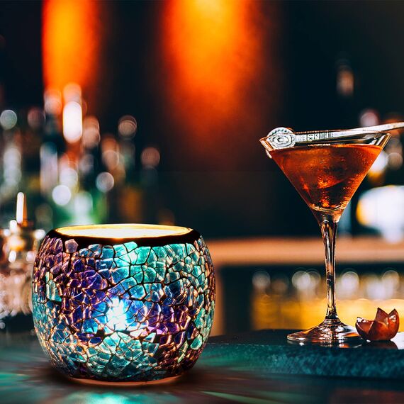 Larcenciel Teelichthalter Teelichtaufsatz aus Glas Glasaufsatz für Kerzenleuchter - Kerzenständer - Adventskranz (Blau)