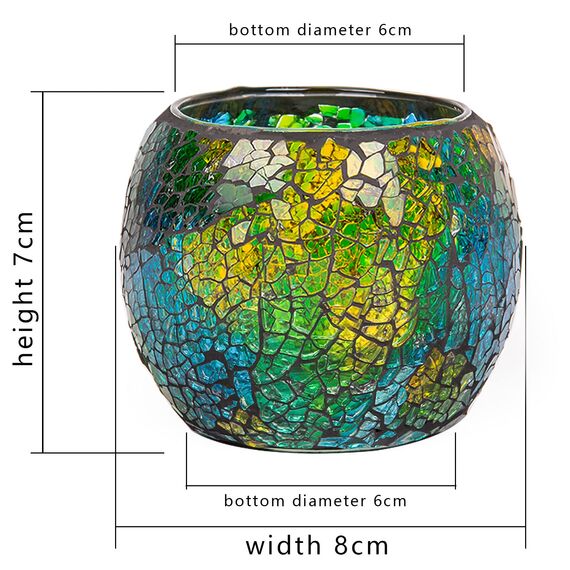 Larcenciel Teelichthalter 6 Stück, Mosaik Kerzenständer Glas Kerzenhalter Romantischer Teelichtgläser, Handgemachte Bunte Teelichter Windlicht Dekoration für Geburtstag, Hochzeit, Weihnachten, Party