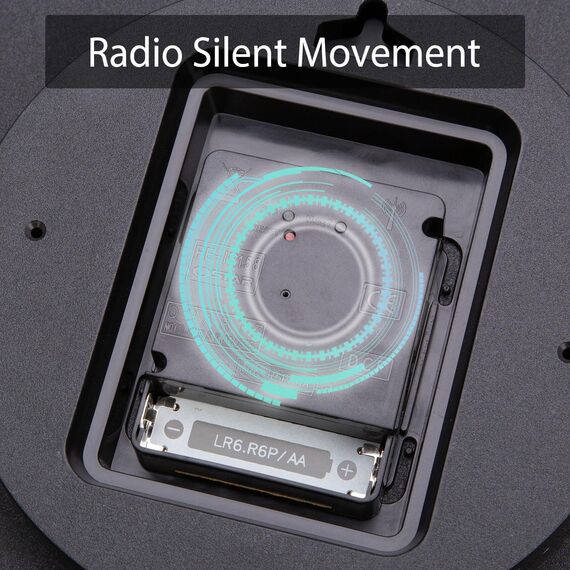 NESIFEE Funkwanduhr Funkuhr Wanduhr Ohne TickgeräUsche 30 cm, Wanduhr Funk Quarz Batterie Betriebene Moderne, Dekoration für Jede Wand, Silber