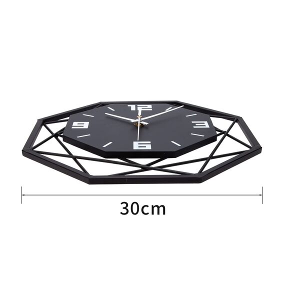 VIVILINEN Wanduhr Ohne Tickgeräusche 30cm Wanduhr aus Schmiedeeisen MDF Modern Quarz Batteriebetriebene Uhr Lautlos für Wohnzimmer Schlafzimmer 30x30cm 12 Zoll