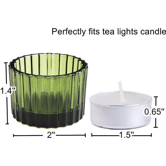 Vohocandle Grüner Teelichthalter, 12er-Set, Kerzenhalter aus Glas für Hochzeitstischdekoration, Teelichter, Kerzenhalter für Heimdekoration