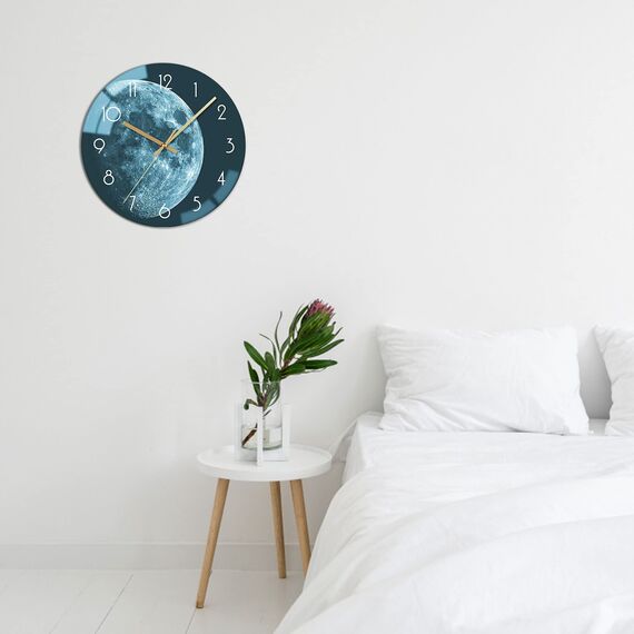 VIKMARI 30 cm Mond Erde Silent Nicht Ticking Wanduhren Batterie angetrieben Runde 12 Zoll Analoge Uhren Dekor für Wohnzimmer Küche Schule