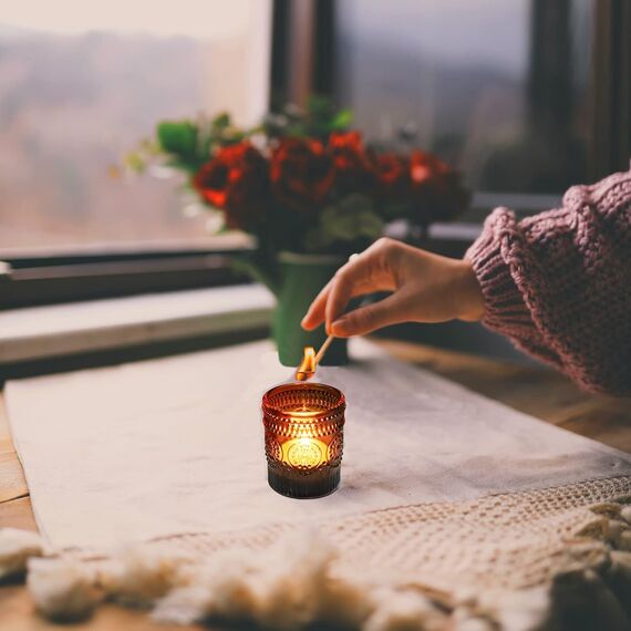 Vohocandle Braune Teelichthalter im 12er-Set, Teelichthalter für die Tischdekoration bei Hochzeiten, Votivkerzenhalter für Party und Urlaub