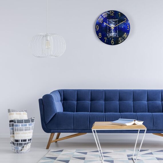 Lafocuse 30cm Wanduhr Glas Ohne Tickgeräusche, Kreativ Sanduhr Sternenhimmel Stylisch Modern, Qualität Quarzuhr Deko für Wohnzimmer Schlafzimmer Küche