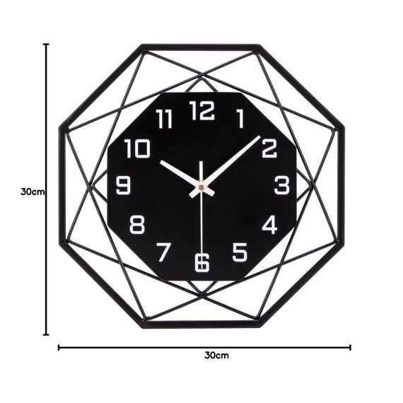 VIVILINEN Wanduhr Ohne Tickgeräusche 30cm Wanduhr aus Schmiedeeisen MDF Quarzuhr Modern Batteriebetriebene Uhr Lautlos für Wohnzimmer Schlafzimmer 30x30cm