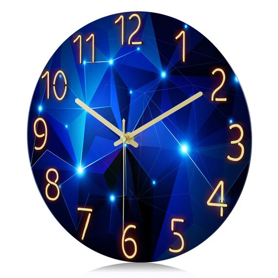 Lafocuse Lautlos Wanduhr Glas, Kreativ Sternenhimmel Stylisch Modern, Qualität Quarzuhr Ohne Ticken Deko für Wohnzimmer Schlafzimmer Küche 30cm