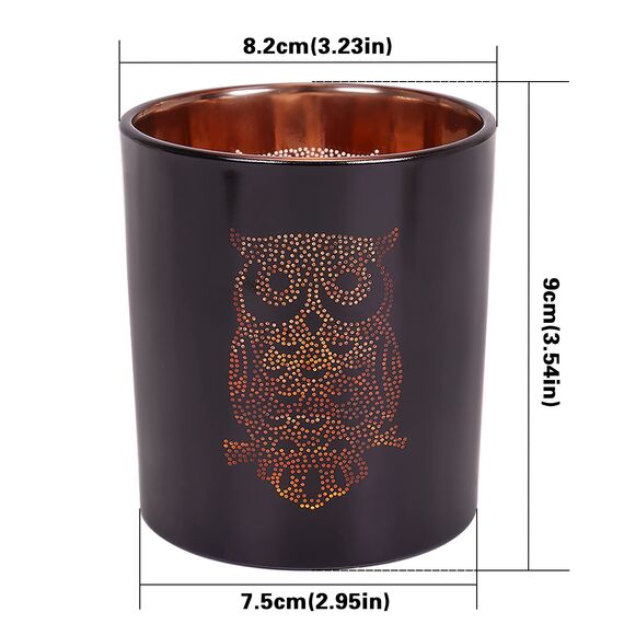 Larcenciel Teelichthalter Eule 3 Stück, Schwarz Gold Kerzenhalter Glas Windlicht Romantischer Teelichtgläser Glas Kerzenständer, Elegante Teelichter Deko für Tischdeko Weihnachten Neujahr Geburtstag