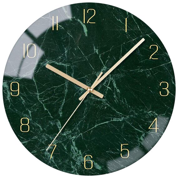 VIKMARI Glas-Wanduhr stilles uhrwerk - 20 cm 8 Zoll Qualitäts-Quarzuhrwerk Batteriebetrieben Wanduhren Runder Design Deutlich Lesbar für Zuhause, Büro, Klassenzimmer & Schule (Dunkelgrün)