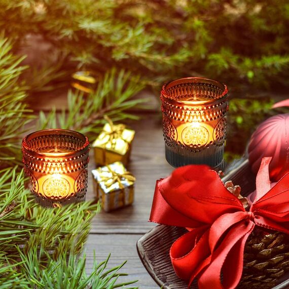 Vohocandle Braune Teelichthalter im 12er-Set, Teelichthalter für die Tischdekoration bei Hochzeiten, Votivkerzenhalter für Party und Urlaub