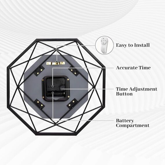 VIVILINEN Große Wanduhr Ohne Tickgeräusche 20 Zoll Wanduhr aus Metall im Vintage-Stil Quarzuhr Batteriebetriebene Uhr Lautlos für Wohnzimmer Schlafzimmer Küche Dekoration 50x50cm