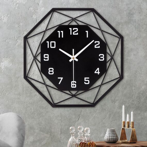 VIVILINEN Wanduhr Ohne Tickgeräusche 30cm Wanduhr aus Schmiedeeisen MDF Quarzuhr Modern Batteriebetriebene Uhr Lautlos für Wohnzimmer Schlafzimmer 30x30cm