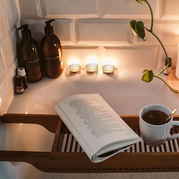 Vohocandle Teelichtgläser Vintage für Heimdekoration, 24er-Set, Gerippte Teelichter Glas für Weihnachtsdekoration, Kleine Teelichthalter Glas für Hochzeit, Geburtstagsparty und Kirche (5 cm × 3,5 cm)