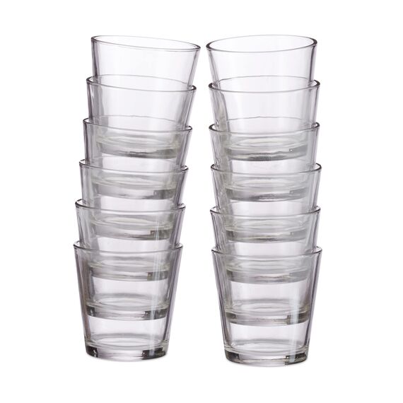 Relaxdays 48 x Teelichtglas, konisch, Tischdeko, Gläser für Dessert, Votivgläser, Gastgeschenk, Teelichtgläser 7,5 cm Ø, klar