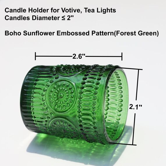 Vohocandle Grüne Teelichthalter im 12er-Set, Votivkerzenhalter für die Tischdekoration bei Hochzeiten, Teelichthalter für den Urlaub
