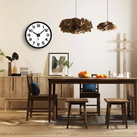 Sinsoledad Wanduhr Funk Ohne Tickgeräusche 30cm Modern Funkuhr Wand für Wohnzimmer Küche Schlafzimmer Büro (Schwarz)