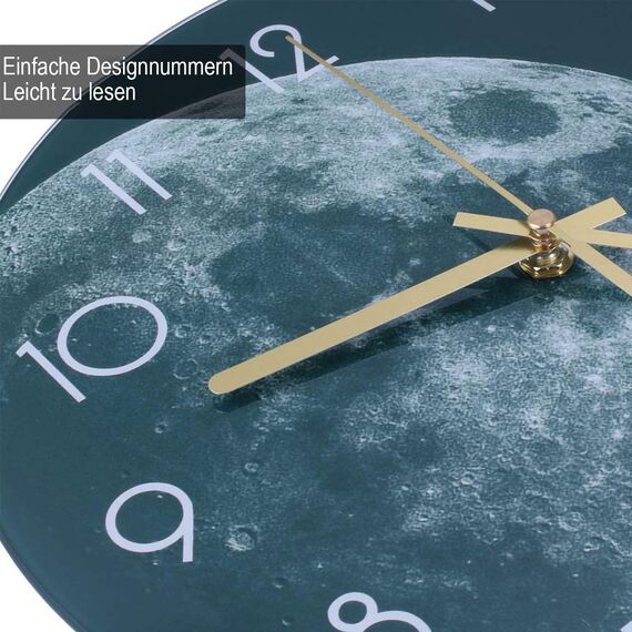 VIKMARI 30 cm Mond Erde Silent Nicht Ticking Wanduhren Batterie angetrieben Runde 12 Zoll Analoge Uhren Dekor für Wohnzimmer Küche Schule