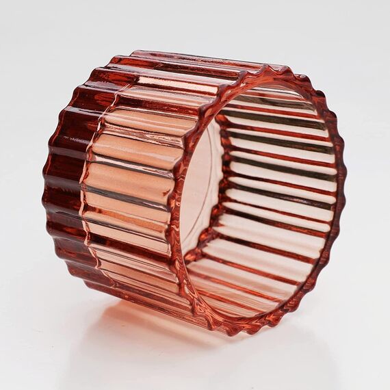 Vohocandle Rosa Teelichthalter Glas, 12er-Set, Vintage-Teelichter, Kerzenhalter, Großpackung für Hochzeit, Party, Heimdekoration, Teelichtgläser kleine für Tischdekoration(Rosa, 5 cm x 3,5 cm)