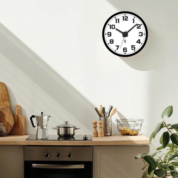 Sinsoledad Wanduhr Funk Ohne Tickgeräusche 30cm Modern Funkuhr Wand für Wohnzimmer Küche Schlafzimmer Büro (Schwarz)