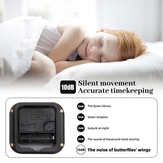 VIVILINEN Wanduhr Ohne Tickgeräusche 30cm Wanduhr aus Schmiedeeisen MDF Quarzuhr Modern Batteriebetriebene Uhr Lautlos für Wohnzimmer Schlafzimmer 30x30cm