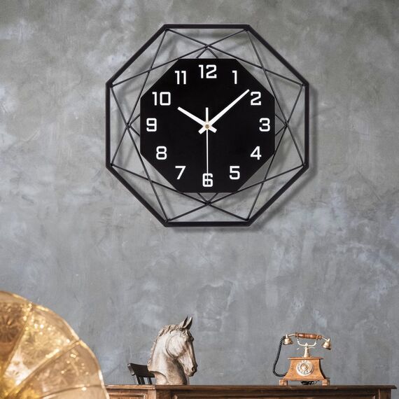 VIVILINEN Wanduhr Ohne Tickgeräusche 30cm Wanduhr aus Schmiedeeisen MDF Quarzuhr Modern Batteriebetriebene Uhr Lautlos für Wohnzimmer Schlafzimmer 30x30cm