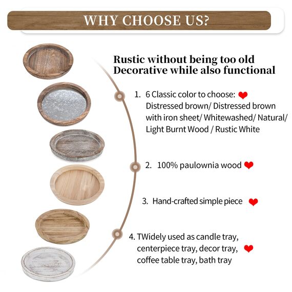 Hanobe Kerzenständer Holz Deko Tablett: Rund Holztablett Vintage Kerzenteller für Tischdeko - Rustikal Verbranntes Klein Dekotablett Kerzentablett für Wohnzimmer Tisch