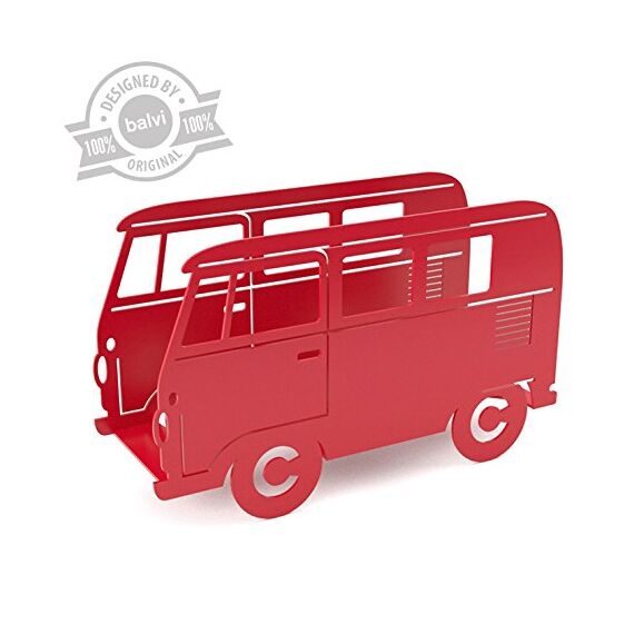 Balvi - Dekorativer Zeitschriftenständer Van in Form eines Kombi, Farbe: Rot, hergestellt aus Metall. BA26124 Einheitsgröße