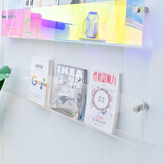 Zeitungsständer Zeitschriftenregal Acryl-Magazin-Wandregal, Klarer Prospekthalter Ständer Wandhalterung Literatur Katalog Bücherregal Blau Grün Orange, Breite 60 80 100 120 Cm ( Color : 1 pack Clear ,