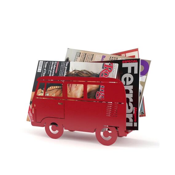 Balvi - Dekorativer Zeitschriftenständer Van in Form eines Kombi, Farbe: Rot, hergestellt aus Metall. BA26124 Einheitsgröße