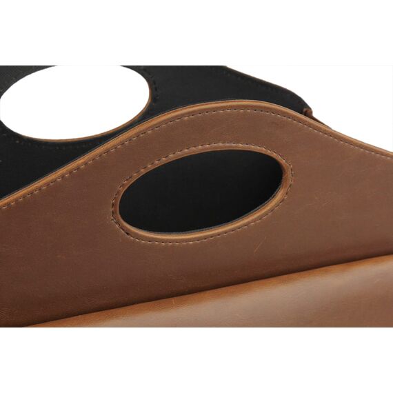 HofferRuffer Leder Zeitschriftenhalter mit Griff, Faltbarer Zeitungshalter mit Kleiner Vordertasche, Aufbewahrungskorb 35*28*15.2cm Braun